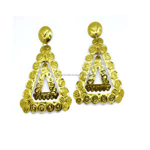 Bijoux européens Culture 2024 Brass Casual Jewelry Festival Boucles d'oreilles Boucles d'oreilles colorées martelées Gants de fête pour femmes - Product Image 3