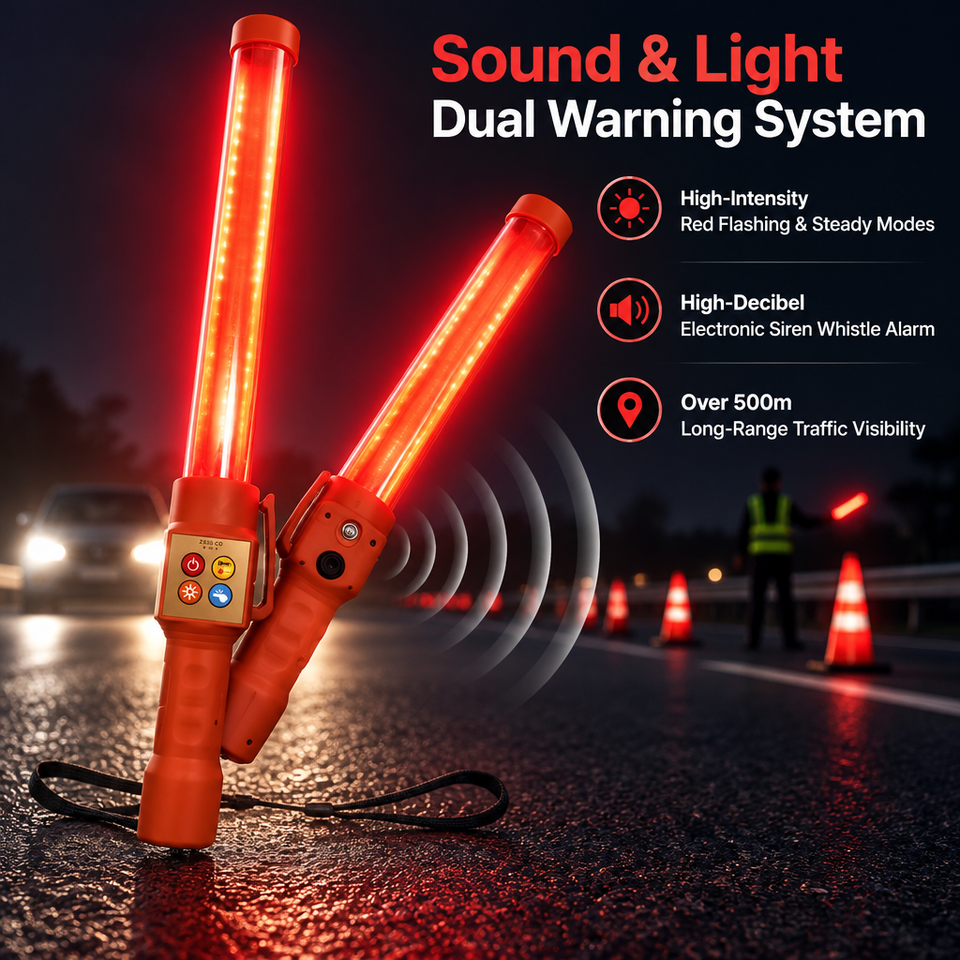 Road Safety Rechargeable LED Flashing Wand Baton Light Traffic Warning ...