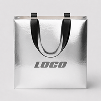 Sac en papier cartonné argenté personnalisé avec estampage à chaud doré, luxe pour l'emballage de marque
