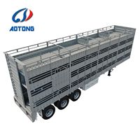 Semi-remorque de transport d'animaux galvanisée, 3 essieux, 60 tonnes, à plusieurs niveaux, avec plancher antidérapant et ventilateur de refroidissement pour moutons