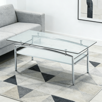 Table Basse Ovale Industrielle Moderne en Acier Inoxydable et Verre Trempé de Luxe de Haute Qualité pour Salle à Manger, Bureau et Maison (Vente en Gros)