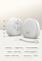 Lámpara de Noche Táctil Recargable por USB, 7 Colores LED, con 10 Sonidos Blancos para Dormir al Bebé y Decoración de Pasillos