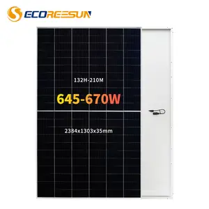 Wholesale Price 645W 650W 655W 660W 665W 670W 3.2Mm Single Layer Coated Tempered Glass Monocrystalline Solar Panel