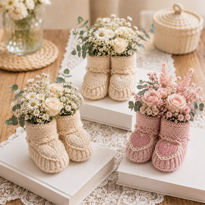 Chaussons en tricot pour bébé, chaussettes chaudes en <span class=keywords><strong>laine</strong></span> douce avec décoration en dentelle en forme de cœur, pour cadeau de naissance - Product Image 1