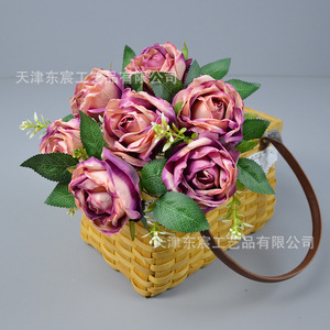 Bouquet de roses artificielles Dongchen Crafts, 7 têtes, fleurs en soie, 30cm-100cm, décoration intérieure, accessoires de mariage - Product Image 3