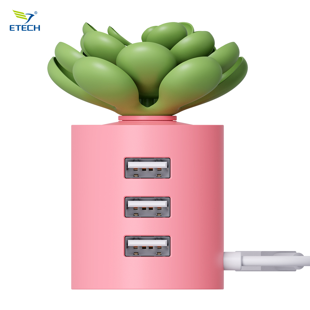 Succulent Plant Themed <strong>USB</strong>-C <strong>Hub</strong>, 4-in-1 Multiport Adapter with PD Charging, <strong>Cute</strong> Desk Decor Gadget for Home Decor