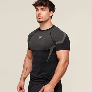 T-shirt sportiva da <span class=keywords><strong>uomo</strong></span> a maniche corte, traspirante, ad asciugatura rapida, anti-umidità, slim fit, con fantasia a pois e motivo muscolare - Product Image 5