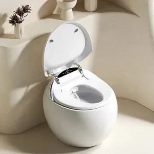 New Design Bathroom Ceramic High Quality S Trap White Egg Shape Smart Automatic Intelligent Wall Hung Body Sensor WC Toilet