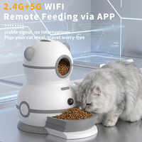 Distributeur automatique de nourriture intelligent pour animaux de compagnie avec caméra HD, 5L, écologique, moderne, contrôlé par l'application Tuya, avec fonction de rétraction automatique du bol.