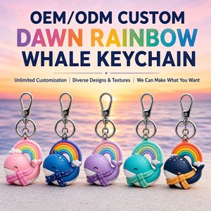 Porte-clés Mascotte Baleine Arc-en-ciel Personnalisée en Peluche, Vente en Gros, Cadeau du Nouvel An, Logo CPC, Cadeau <span class=keywords><strong>de</strong></span> Fêtes Saisonnier, Jouet Doux OEM ODM - Product Image 1