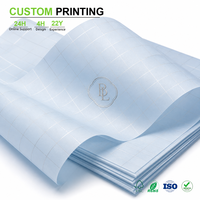 Papier de soie semi-transparent bleu clair personnalisé, motif à carreaux blancs imprimés, feuilles de papier cadeau pour marque de vêtements