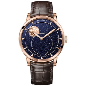Montre <span class=keywords><strong>AGELOCER</strong></span> originale à phases de lune en aventurine bleue 29,51 jours, cadeau d'anniversaire pour homme - Product Image 4