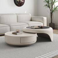 Table basse moderne pour salon, plateau en verre trempé et structure en bois, durable et facile à nettoyer, design simple et luxueux