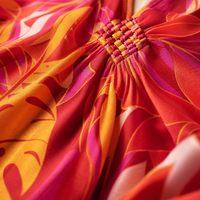 Kaftan de plage pour femme à imprimé feuilles tropicales, robe de plage ample à col en V et manches chauve-souris, protection solaire, paréo de maillot de bain surdimensionné