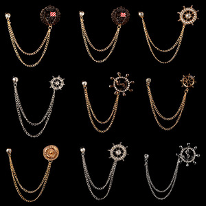 Moda tendencia estilo británico broches de cadena <span class=keywords><strong>ropa</strong></span> broche accesorios hombres broche insignia al por mayor - Product Image 3
