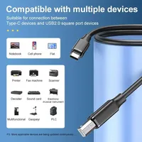Câble d'impression USB Type-C 2.0 DOONJIEY pour le nouveau MacBook Pro, compatible avec les imprimantes et scanners Brother, Dell, Samsung