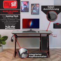 Bureau de jeu extensible à lumière LED RVB en forme de Z Design unique Bureau de jeu élégant en forme de Z E-sport avec bureau en fibre de carbone