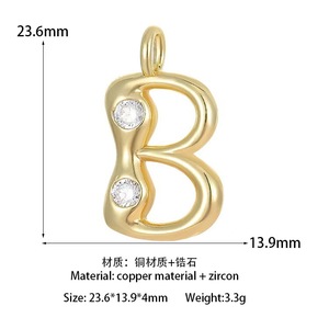 DIY Letter Pendant 18k Gold Plated Copper Alphabet Charm For Necklace Making Jewelry Findings Mixed Shapes - Product Image 3