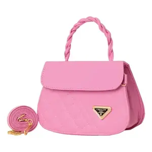 Sac bandoulière Fana Lucrecia Rosa 21x9x14.5 cm en cuir avec fermeture éclair, style été pour femme - Product Image 4