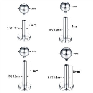 G23 Titanium External Dental Ball <b>3mm</b> M0.9 Thread Round Shape For <b>Earring</b> Making - Product Image 2