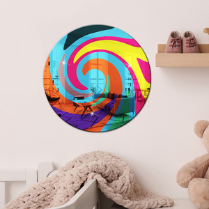 Dibujos animados tridimensional UV impreso pared decoración colorida figura geométrica espejo acrílico redondo uso doméstico juguetes promocionales - Product Image 6