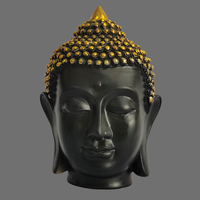 Statue de tête de bouddha en Bronze Antique personnalisée Religion artisanat en résine pour la maison et la décoration murale Figurine de bouddhisme ancien