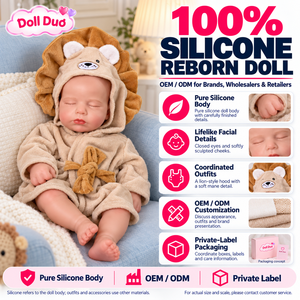 Muñeca Reborn de Silicona de Cuerpo Completo de 18 Pulgadas, Personalizada, con Bata de Baño con Capucha de León, Bebé Dormido, Regalo de Navidad para Niños - Product Image 1