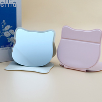 Miroir de maquillage pliable en cuir PU, écologique, portable, fait main, style côtier, pour étudiants, dortoir, maison, chambre, salle de bain