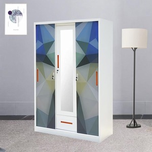 Porte coulissante en acier imprimé numérique Meubles de chambre à coucher <span class=keywords><strong>3</strong></span> <span class=keywords><strong>portes</strong></span> <span class=keywords><strong>Armoire</strong></span> à fleurs imprimée <span class=keywords><strong>Miroir</strong></span> en métal <span class=keywords><strong>Armoire</strong></span> de placard <span class=keywords><strong>Armoire</strong></span> Prix - Product Image 3