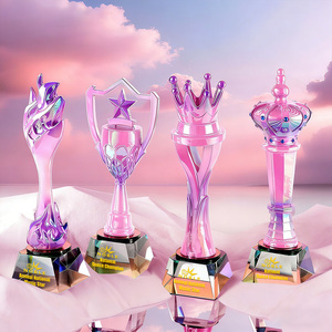 Premio de Resina Rosa Creativo Grabado Personalizado con Base de Cristal para Campeón de Danza <span class=keywords><strong>Infantil</strong></span> - Product Image 1