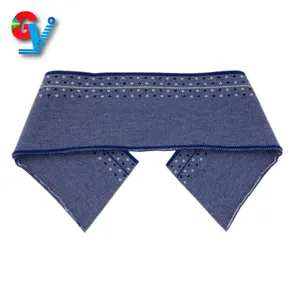 Double-faced Jacquard Crossed Dots Pattern Cotton Yarn Knitting Collar