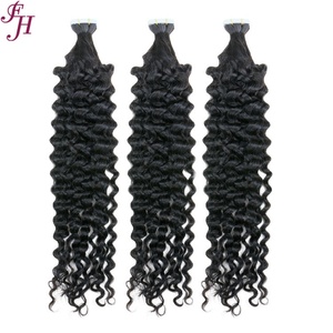 ผมต่อแบบเทป FH Wholesale Curly Invisible Tape ผมบราซิลเกรด 12a ผมแท้แบบดิบ Remy Kinky Curly Tape Ins ต่อผมแบบเทป ผมมนุษย์ 100% - Product Image 4