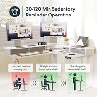 Bureau d'angle électrique moderne en forme de L de 55 pouces avec 3 tiroirs de rangement, chargeur USB, poste de travail informatique réglable, plateau noir convertible