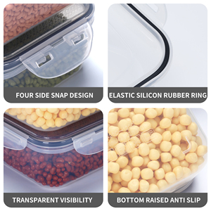 Paquete de 16 recipientes de plástico herméticos para organización de despensa y cocina, juego de recipientes de almacenamiento de alimentos con tapas fáciles de ajustar - Product Image 3