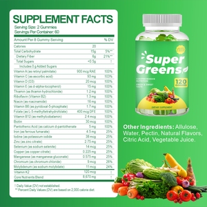 مكملات غذائية من جولونج بعلامة تجارية خاصة، فيتامينات الفواكه والخضروات الخضراء الفائقة على شكل حلوى جيلاتينية للبالغين - Product Image 2