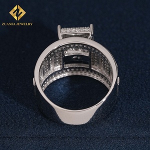 Anillo Cuadrado de Diamantes Cultivados en Laboratorio con Incrustaciones Completas, Estilo Hip Hop, para Hombre, de ZUANFA JEWELRY - Product Image 4