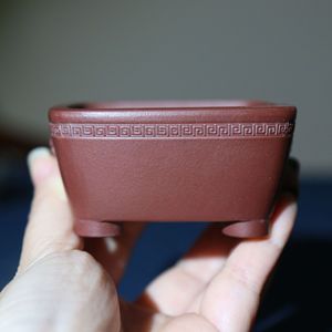 Maceta rectangular de arcilla morada hecha a mano con diseño de cara de animal y perilla, maceta en miniatura para plantas de interior. - Product Image 5