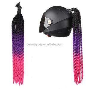 2021 nuevos accesorios de la motocicleta casco trenzas mujer trenzas peluca para Moto <span class=keywords><strong>Cascos</strong></span> giro doble cola de caballo - Product Image 2