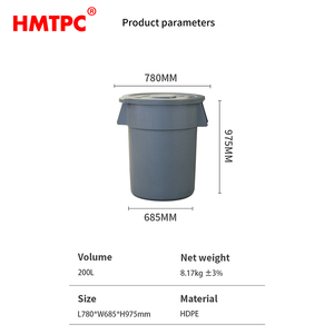 Buen Precio al por Mayor, Contenedor de <span class=keywords><strong>Basura</strong></span> Redondo de Plástico HDPE de <span class=keywords><strong>200</strong></span> <span class=keywords><strong>Litros</strong></span>/55 Galones, <span class=keywords><strong>Cubo</strong></span> de <span class=keywords><strong>Basura</strong></span> para el Hogar y Exteriores - Product Image 6