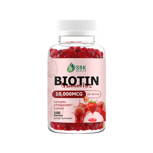 Custom Logo Biotin 10000mcg Vegan Hair Gummies for Hair Skin Nails Biotin Hair Growth Gummies Natural Strawberry Flavor Gummy - Product Image 1
