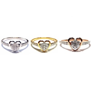 Anillo de Compromiso y Boda Clásico en Forma de Corazón, Oro Rosa Sólido de 18k de Alta Calidad, Diamante Real con Corte Brillante y Engaste de Garras - Product Image 4