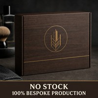 Boîte cadeau en papier auto-scellante pour cosmétiques masculins, motif grain de bois, avec logo doré, emballage personnalisé pour crème après-rasage et produits de toilettage