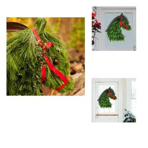 Corona de cabeza de caballo, puerta delantera de PVC y adornos navideños de madera para granja, suministros para fiestas para exteriores, decoraciones de Halloween para interiores - Product Image 6