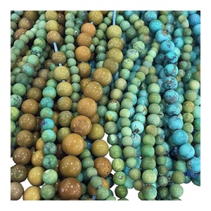 Pierres précieuses naturelles de couleur <span class=keywords><strong>Turquoise</strong></span>, <span class=keywords><strong>perles</strong></span> rondes et naturelles pour la fabrication de bijoux, livraison gratuite - Product Image 1