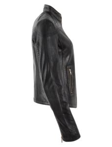 Chaqueta de Cuero Nappa Encerado Negro 100% Genuino Personalizada para Mujer, Acabado Encerado, Cierre YKK, Logotipo Personalizado, Marca Privada OEM/ODM - Product Image 2