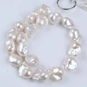 12-21mm AAAA AAA AA A B C Natural White Real Loose Fresh Water Fireball Huge Large Baroque Pearl Strand For Jewelry Making