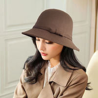 Chapeau Fedora Élégant à Large Bord pour Femme, Style Vintage Français Hepburn, Chapeau Cloche Hiver Chaud avec Nœud en Ruban