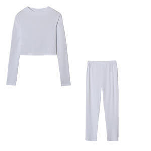 2025 para <span class=keywords><strong>Amazon</strong></span> Cross-Border Traje deportivo informal para <span class=keywords><strong>mujer</strong></span> Manga larga Slim Patrón sólido Top con longitud corta para Otoño Invierno - Product Image 6