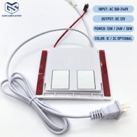Interrupteur à capteur miroir DC12V 12W, variateur tactile double bouton, trois couleurs avec fonction anti-buée pour éclairage LED intelligent de salle de bain