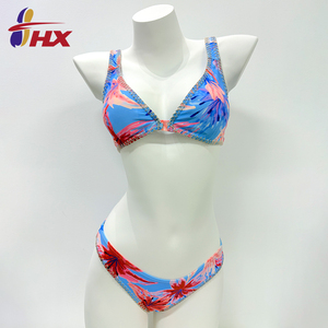 Tùy chỉnh Thời trang hoa in áo tắm sexy chuỗi thong Bikini Hai Mảnh Reversible Micro bikini cho phụ nữ - Product Image 5